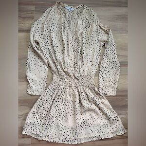 Olivaceous Beige and Brown Spotted Long Sleeve Dress